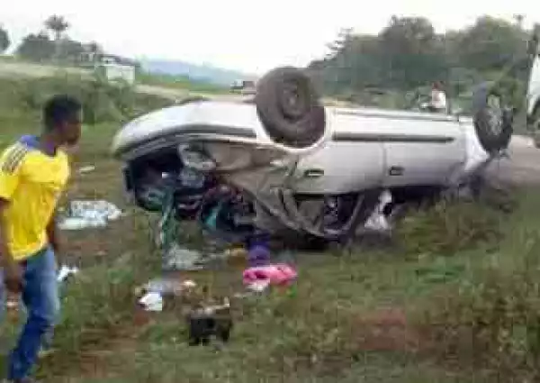 Catholic Priest, 4 Others Survive Ghastly Accident After Car Somersaulted 3 Times (Photos)